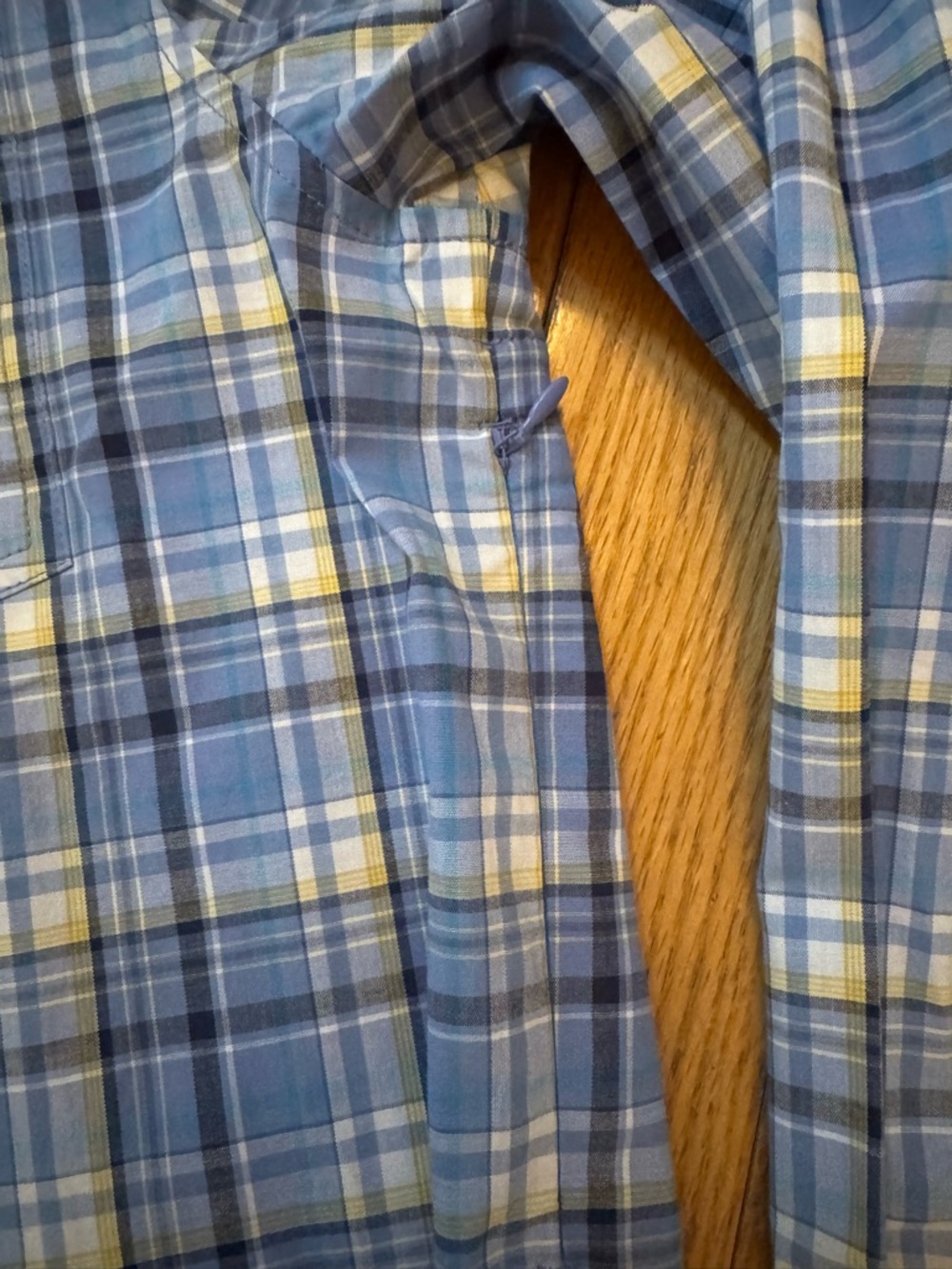 Scottevest Mens Blue Plaid Ozark Button Down Shirt Sz L Casual Office 5 Pocket - Picture 6 of 13